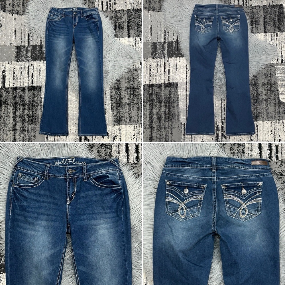 Wallflower Womens Jeans Blue Size 11 Bootcut Low Rise Ladies Denim